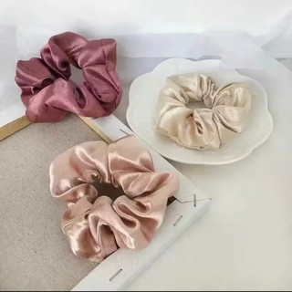 Buộc Tóc Vải Scunchies Màu Trơn Vải Lụa Phi Bóng Co Giãn
