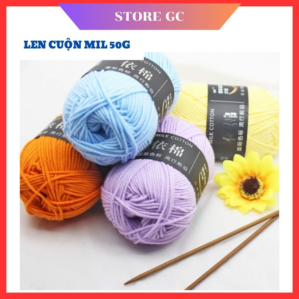 Len Milk Cotton 50g - Len Đan Móc Khăn, Áo, Thú Bông, Túi Xách, Đồ Trang Trí