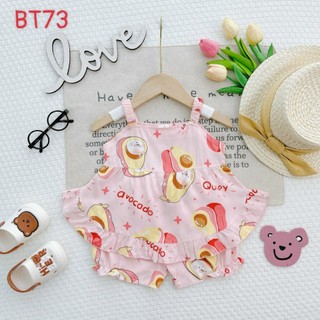 [BÉ 4-13kg] Đồ Bộ 2 Dây Vải Tôn (Tole - Lanh) Mềm - Mịn - Mát Cho Bé Gái Unibaby - BT18