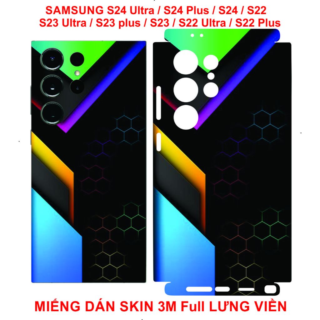 Miếng dán Skin Full lưng viền SAMSUNG S24 Ultra / S24 plus/ S23 Ultra / S22 / S23 plus/ S22 plus, S2