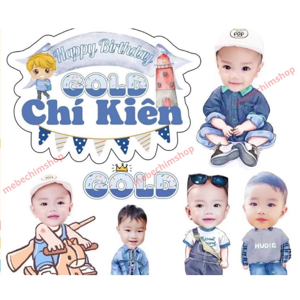 Chibi Cho Bé Trai Trang Trí Sinh Nhật 25cm, thiết kế chibi sinh nhật cho bé trang trí tiệc sinh nhật