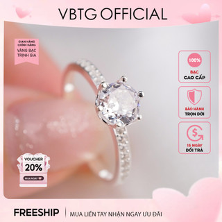 Nhẫn bạc nữ vbtg 6 chấu nạm đá - nhẫn bạc ta cao cấp vbtg8254