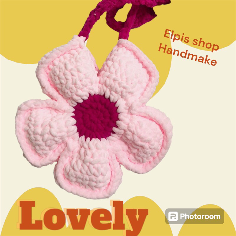 Túi len bông hoa - Bloom flower bag (Tặng kèm charm lá)- handmake ( ảnh thật shop tự chụp)