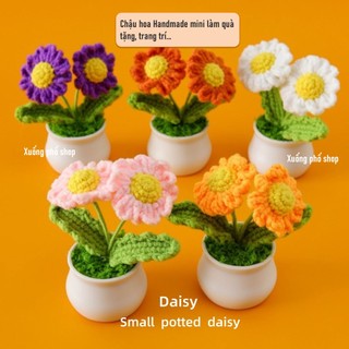  Chậu hoa len móc mini handmade trang trí để bàn, làm quà tặng #HA01