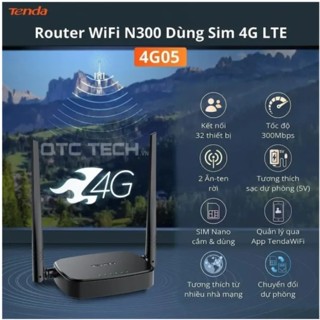  BỘ PHÁT WIFI SIÊU KHỎE 4G   3G LTE - TENDA 4G05  - MIXIE - 3 CỔNG LAN 4 ANTEN Xe Khách Lắp Camera 