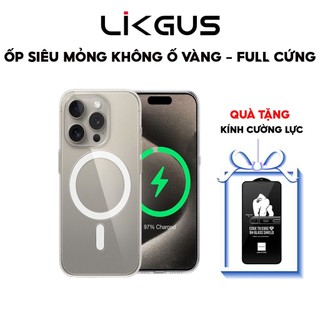 Ốp Lưng Trong Chống Ố Vàng Chính Hãng LIKGUS Dùng Cho IP 11-12-13-14-15-Promax-Pro-plus - Siêu Mỏng-Hỗ Trợ Sạc Không Dây
