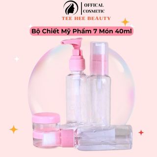 Bộ Chiết Mỹ Phẩm Đi Du Lịch Tiện Ích, Set Chiết Mỹ Phẩm Mini Hàn Quốc 7 Món kèm túi zip nhựa