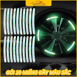 Bộ 20 Miếng Dán Phản Quang Màu Cầu Vồng Chống Thấm Nước Trang Trí Vành Bánh Xe