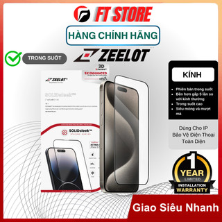 Kính cường lực ZEELOT iPhone 15/iPhone 15 Plus/iPhone 15 Pro/iPhone 15 Pro Max trong suốt SOLIDsleek - Retina Clear