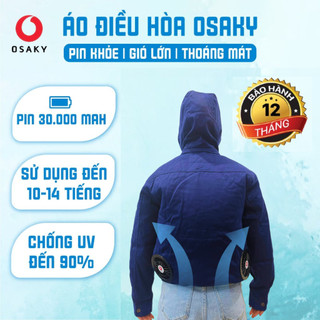 [RẺ -VOUCHER 70K] Áo điều hòa OSAKY, Áo lao động gắn quạt PIN 30.000mAh, Chạy 10-14 giờ, BH 12 tháng