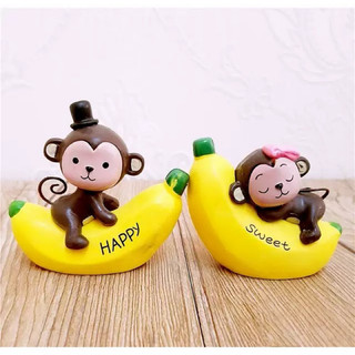 Set 2 khỉ ôm chuối phụ kiện sinh nhật