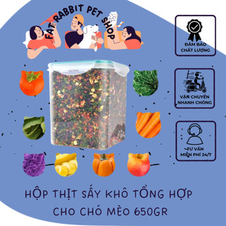 hộp thịt sấy khô tổng hợp cho chó mèo 650gr🐶fat rabbit🐱freeship🐱hỏa tốc nội thành