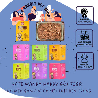 pate wanpy happy gói 70gr - pate cho mèo gồm 6 vị có sợi thịt bên trong🐶fat rabbit🐱freeship🐱hỏa tốc nội thành