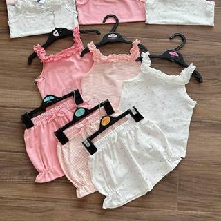Combo 3b 2 dây chất cotton bé gái tông hồng trắng size 4-16kg,