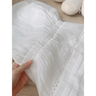 Váy cổ V nữ chất tơ ren cúc bọc