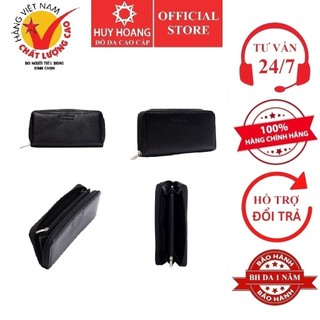 Ví nữ da bò Huy Hoàng cao cấp 1 khóa màu đen HP3142