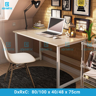 Bàn học tập, bàn làm việc Nội Thất 5C không kèm kệ chân sắt 25x25mm gồm 3 màu gỗ tối, trắng, gỗ sáng