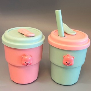 Cốc Đựng Nước CaFe Chịu Nhiệt Có Nắp Đậy Hình Loopy Dễ Thương