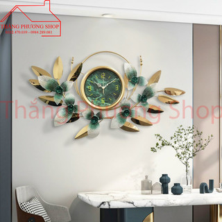 Đồng hồ trang trí, đồng hồ treo tường hoa lá decor tp-025