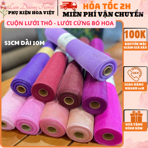 Cuộn Lưới Thô, Lưới Cứng Bó Hoa Trang Trí Giỏ Quà, Hoa Đẹp Bản Rộng 50cm x Dài 6m