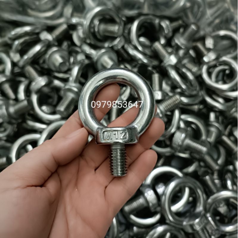 Bulong mắt cẩu M12 inox 304 DIN 580 (Lifting eye bolt)/Bulong tai cẩu/ Bulong nâng/ Bulong vòng