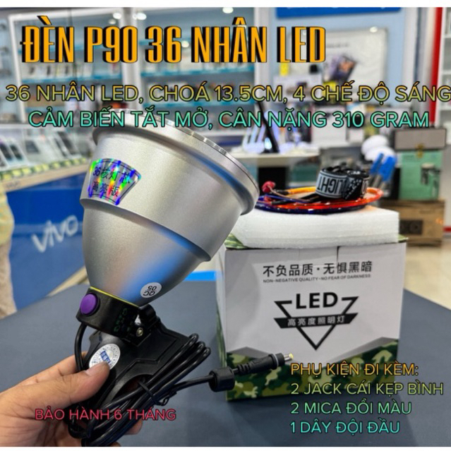 Đèn soi nấm mối P90 phiên bản 36 nhân Led  có cảm biến tắt mở phù hợp đi rừng, bắt ếch, bắt rết, soi
