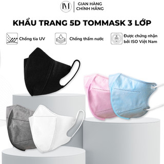  Thùng 500 Chiếc  Khẩu trang 5D Tommask 3 lớp kháng khuẩn chống tia UV khẩu trang y tế không thấm nước co dãn siêu bền 
