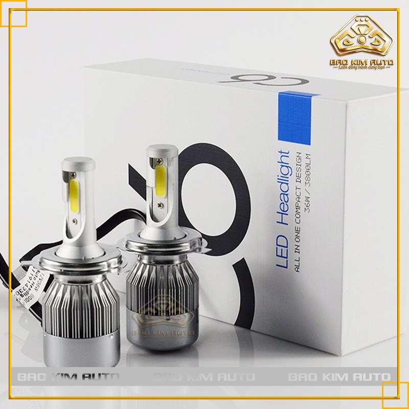 ĐÈN PHA LED C6 3 TIM H4 (GIÁ 1 BÓNG BH 6TH ĐỔI MỚI)