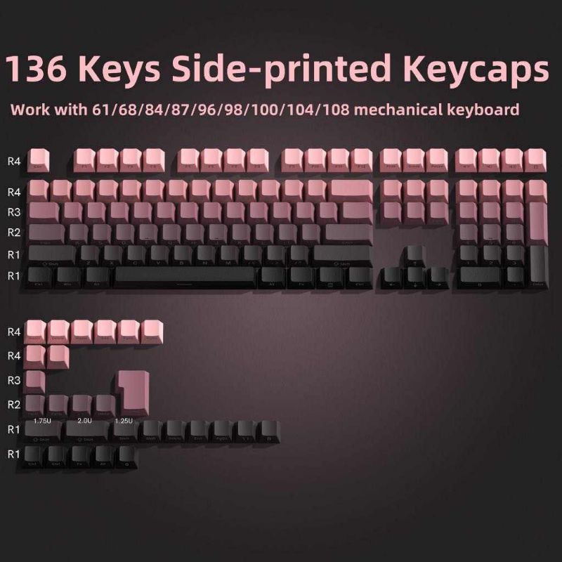 Keycap Gradient Black Pink | Xuyên Led | Cherry Profile