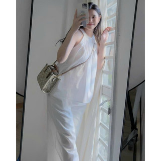 Chenroom Set linen áo cổ yếm và quần suông dễ thương basic