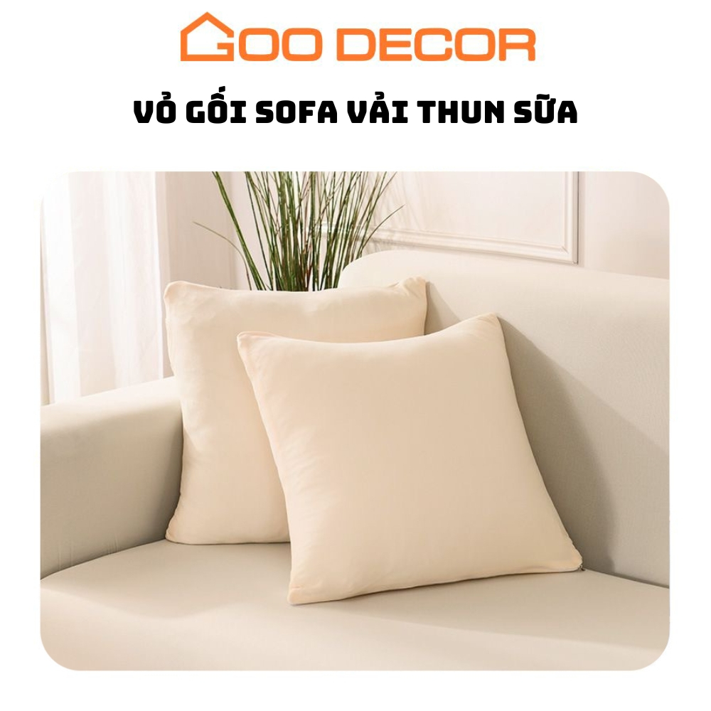 Vỏ gối sofa GOO Decor màu trơn vải thun sữa, bọc gối tựa sofa 40x40 hình vuông