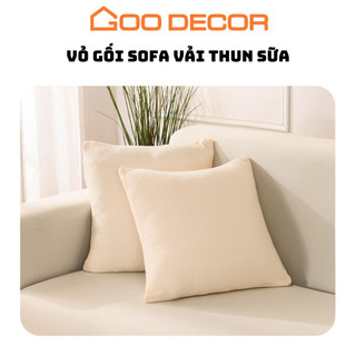  Vỏ gối sofa GOO Decor màu trơn vải thun sữa bọc gối tựa sofa 40x40 hình vuông 