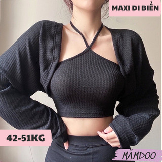 Áo Croptop kiểu Yếm MĂMDOO 2 dây chéo Nữ Thun Gân mặc hè, Áo Dây Đắp Chéo Cổ kiểu yếm mảnh mặc đi chơi cá tính