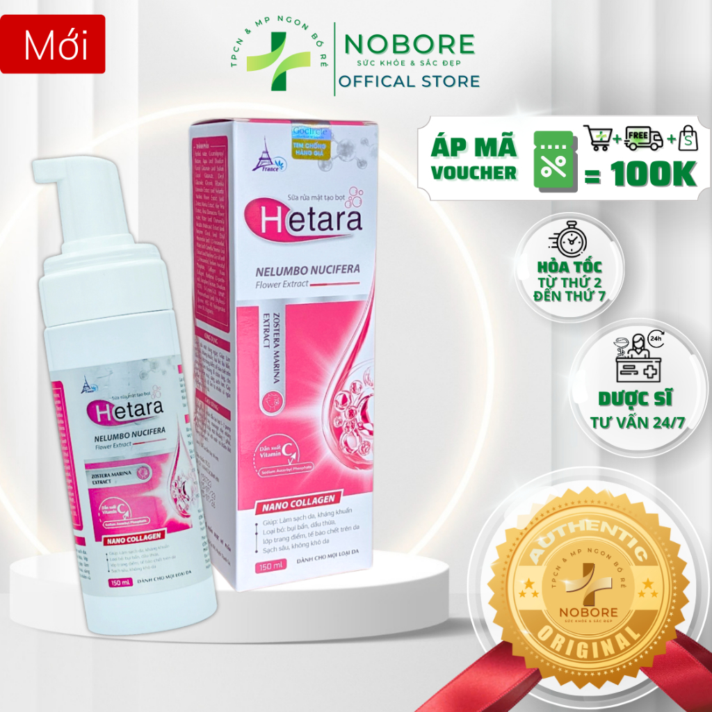 Sữa Rửa Mặt Tạo Bọt HETARA Làm Sạch Da, Kháng Khuẩn Loại Bỏ Bụi Bẩn Dầu Thừa Lớp Trang Điểm Tế Bào C