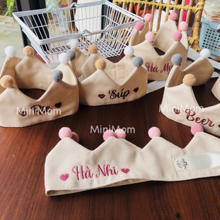 Vương miện sinh nhật THÊU TÊN BÉ vương miện vải MiniMom