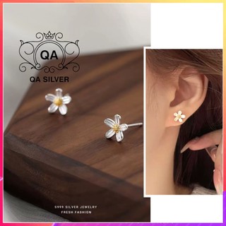 Bông tai bạc 925 hoa cúc nhụy vàng khuyên nụ s925 daisy qa silver earrings ea240404