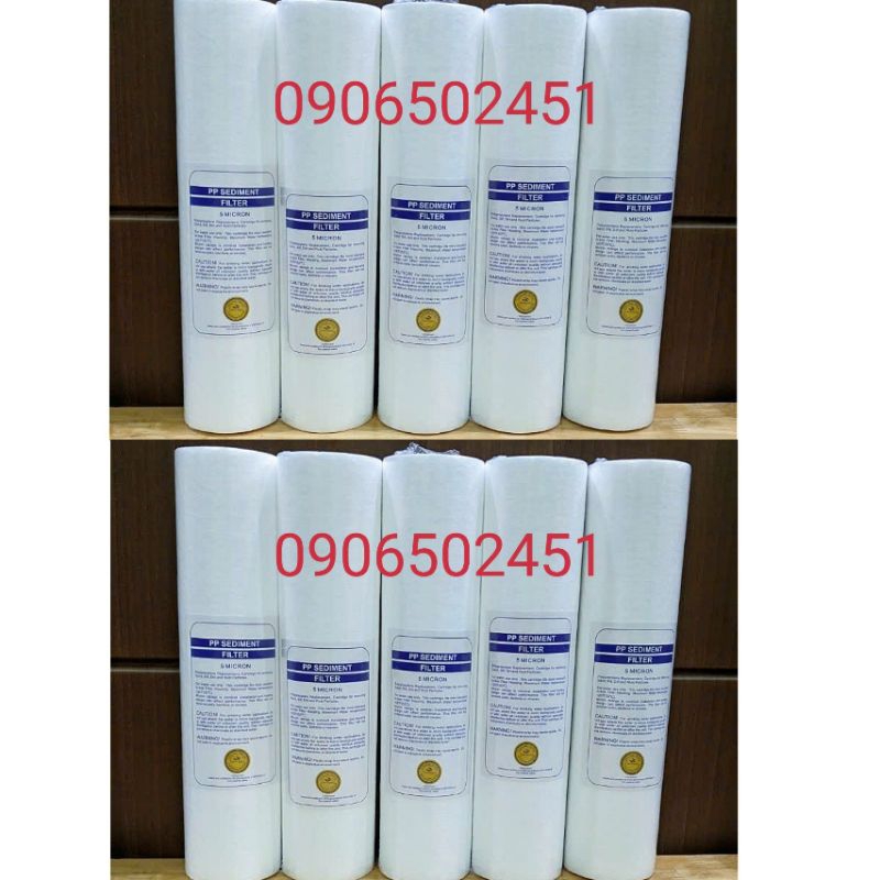 Bộ 10 lõi lọc nước số 1 PP 10inch dùng cho máy lọc nước sinh hoạt và máy ro