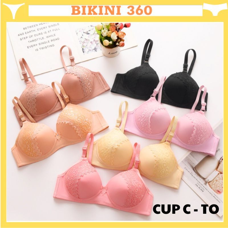 Aó Ngực Nữ Mút Mỏng Không Gọng Ren Bigsize A09 Quả To Cup C Bản To Cho Người Béo Mập Bầu Mặc Nhà Thể Thao; Bikini