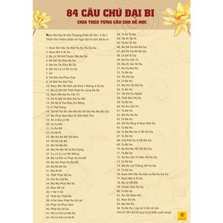  Tờ Chú Đại Bi 84 Câu Và Lời Khấn Nguyện Hằng Ngày. Khổ A4 Cán Nilong Chống Nước - Pháp Bình 