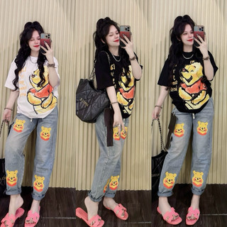 Set Bộ JEAN GẤU PU in 2’ Mặt. Hàng Quãng Châu Loại 1.