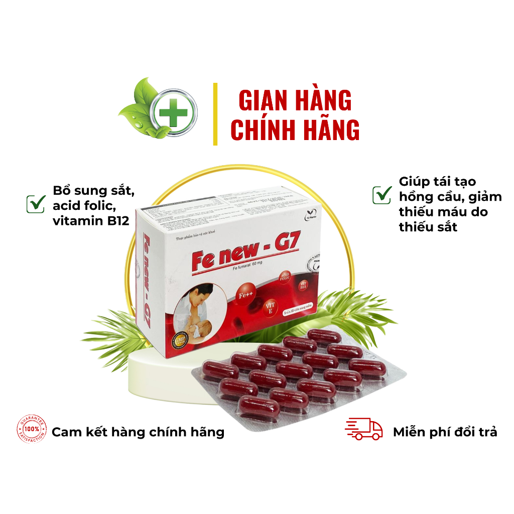 FE NEW-G7 - Bổ sung sắt, acid folic, vitamin B12, tái tạo hồng cầu, giảm thiếu máu