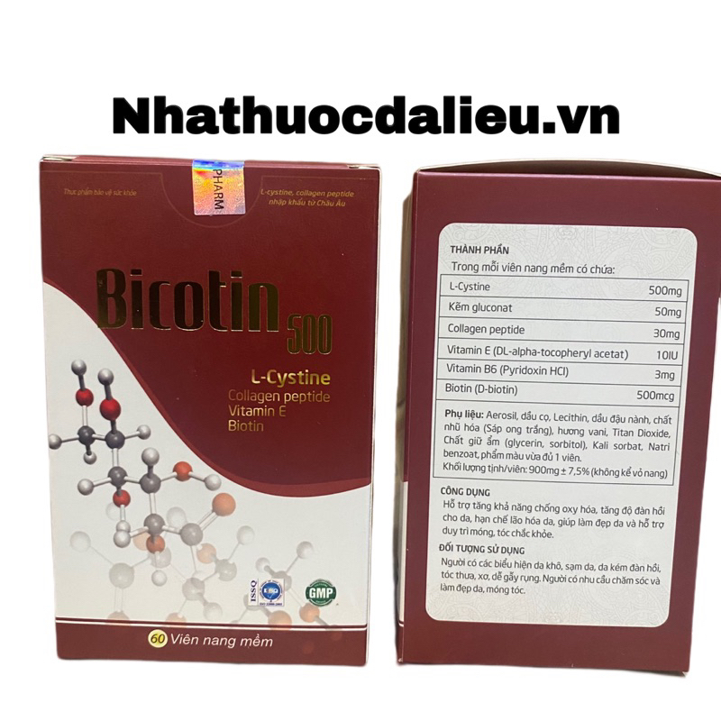 BICOTIN Lcystine 500mg viên uống đẹp da , mọc tóc chống lão hoá