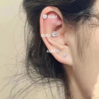 Bông tai nam châm không cần xỏ lỗ khuyên nam nữ trái tim kim cương nhân tạo