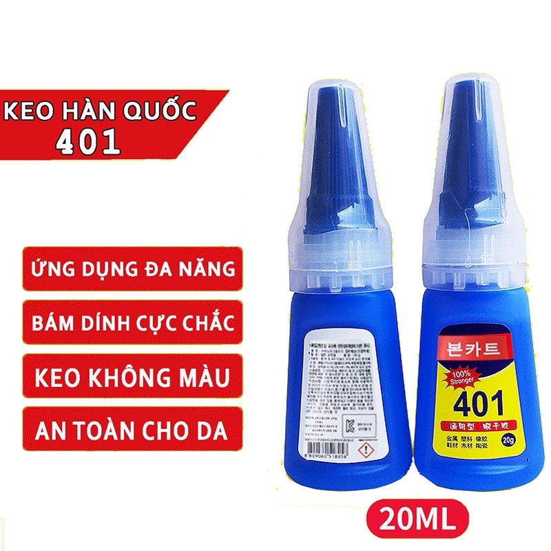 Keo 401 chính hãng, keo dán móng 401 loại 100% siêu chắc 20g
