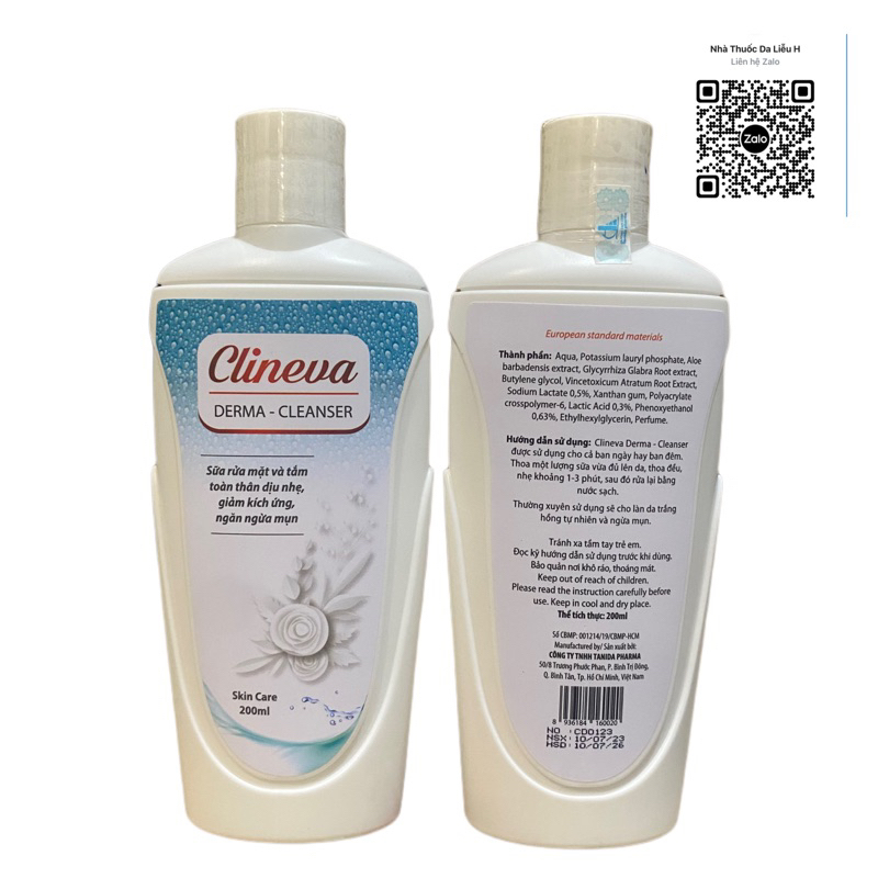 Sữa rửa mặt Clineva 200ml da dầu mụn
