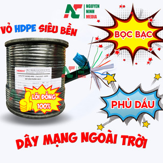 Dây Mạng Ngoài Trời 8 Lõi Golden Japan Cat5e Có Sợi Thép Chịu Lực, Bọc Bạc, Phủ Dầu Chống Ẩm (Bán Lẻ Mét)