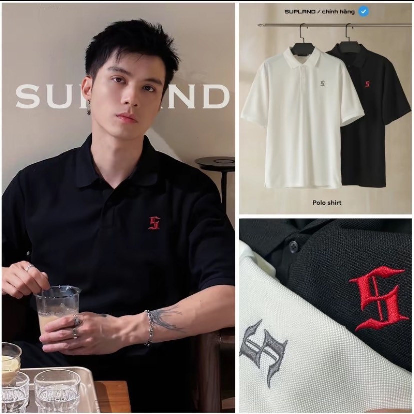 Áo Polo SUPLAND Basic họa tiết logo thêu
