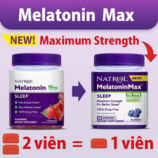 NEW Kẹo dẻo Natrol Gummies Melatonin Sleep kẹo ngủ America 10mg 50v 60v 90v 140v 180v