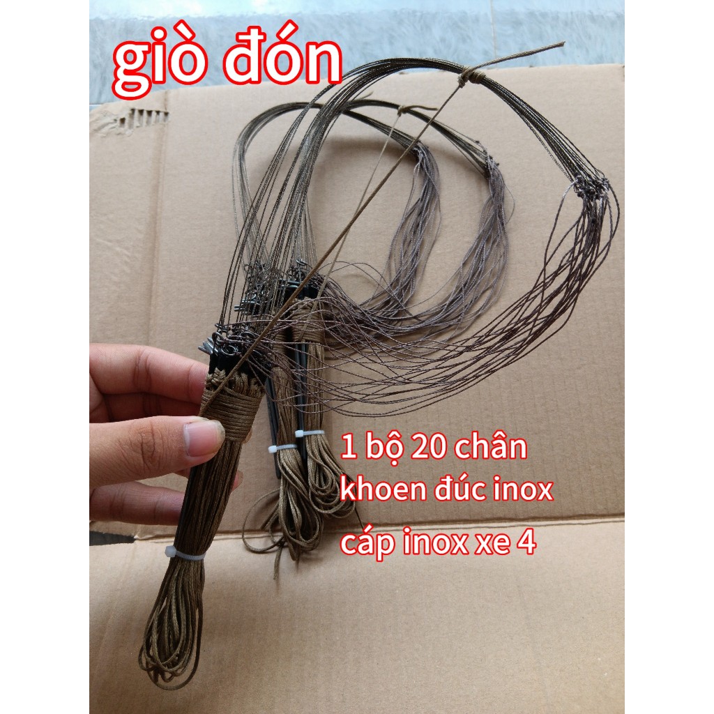 giò bẫy gà rừng chân thép cáp inox xe 4 màu cỏ khô