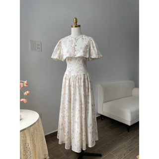 Váy hoa nhí cổ tàu tay bồng mùa hè đi chơi đi du lịch Vayemcloset